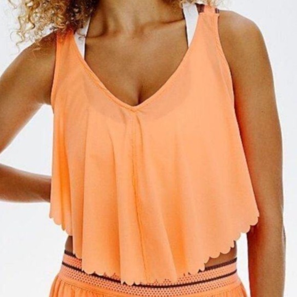 NEW Free People SMALL pretty lil running top neon mango FAST SHIP ✅ FREE GIFT 🎁 - Picture 2 of 9